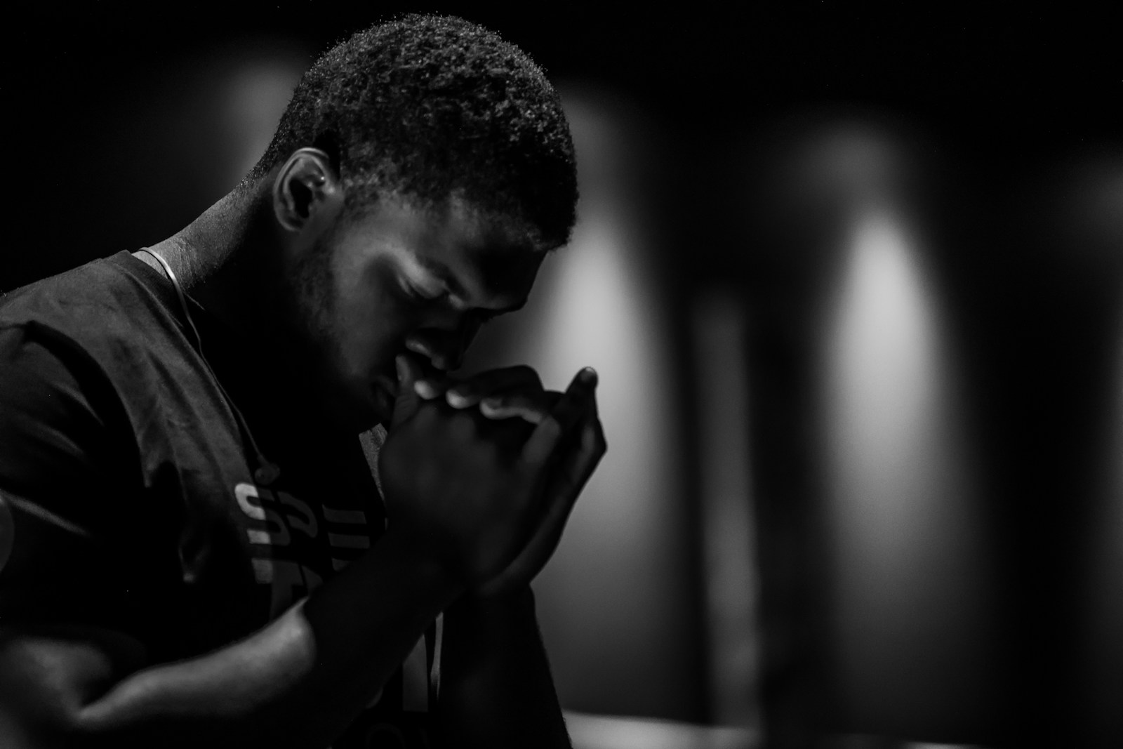 Young man praying